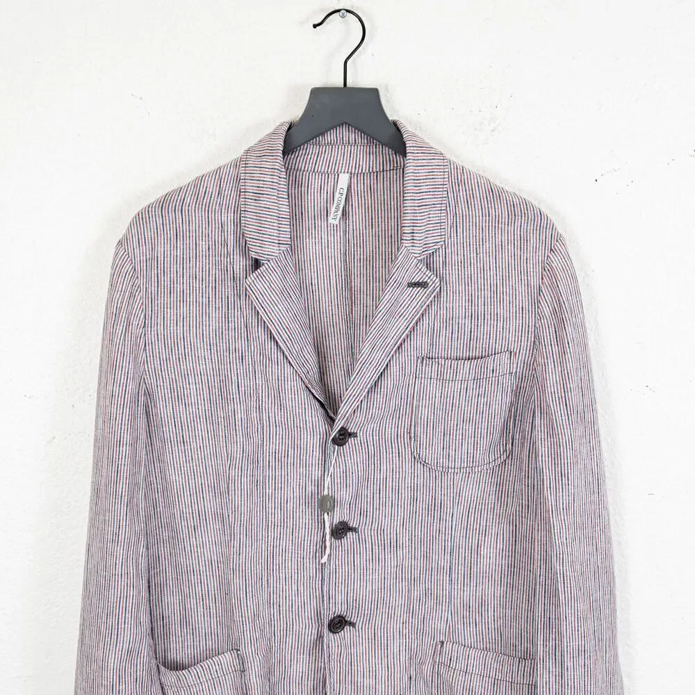 CP COMPANY Linen Unstructured Blazer Jacket Red Blue striped size 50IT 40US